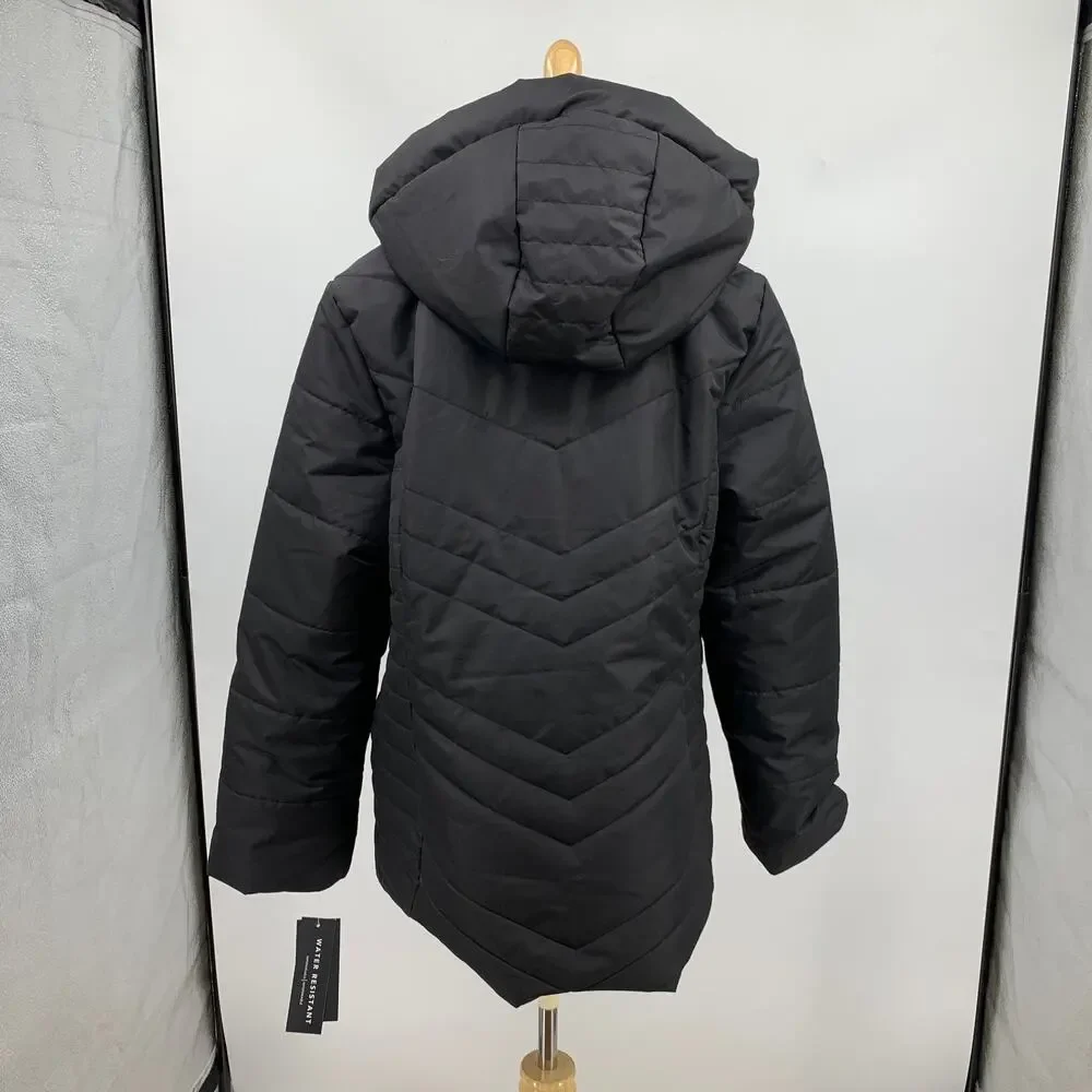 Jones New York Jacket Womens XL Extra Large Black Puffer Full Zip Long Hoodie